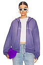view 1 of 5 Embroidered Zip Up Washed Hoodie in Purple