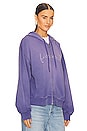 view 3 of 5 Embroidered Zip Up Washed Hoodie in Purple