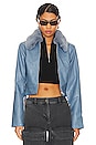 view 1 of 5 Faux Snakeskin Cropped Jacket in Blue