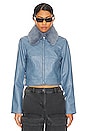 view 2 of 5 Faux Snakeskin Cropped Jacket in Blue