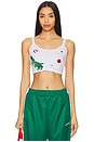 view 1 of 6 Multipatch Dinosaur Cropped Tank Top in White & Multi