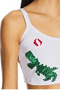 view 6 of 6 Multipatch Dinosaur Cropped Tank Top in White & Multi