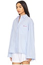 view 3 of 6 Embroidered Drawstring Shirt in Light Blue Stripes