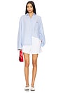 view 5 of 6 Embroidered Drawstring Shirt in Light Blue Stripes