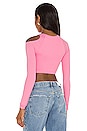 view 3 of 4 Long Sleeve Cut Away Top in Pink