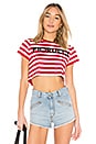 view 1 of 4 Stripe Cropped Tee in Red & White