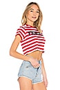 view 2 of 4 Stripe Cropped Tee in Red & White