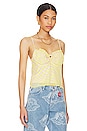 view 2 of 5 Wave Print Balconette Mesh Top in Yellow