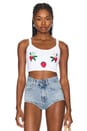 view 1 of 5 Embroidered Cropped Tank Top in White