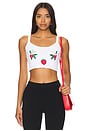 view 1 of 4 White Embroidered Cropped Tank Top in White