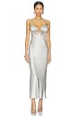 view 1 of 3 Foil Lily Embroidery Cutout Slip Dress in Platinum