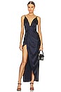 view 1 of 3 Deep Plunge Open Back Midi Slip Dress in Deep Ocean