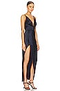 view 2 of 3 Deep Plunge Open Back Midi Slip Dress in Deep Ocean