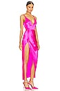 view 2 of 4 Deep Plunge High Slit Slip Dress in Wild Pink
