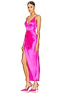 view 3 of 4 Deep Plunge High Slit Slip Dress in Wild Pink