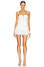 view 1 of 4 Feather Embellished Bustier Dress in Ivory