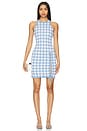 view 1 of 4 Houndstooth Mini Dress in Baby Blue & Ivory