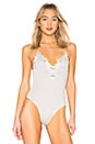 view 2 of 5 fleur du ma Lily Lace V Neck Bodysuit in Platinum