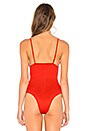view 4 of 5 Sexy Cotton Triangle Bodysuit in Foxy Red