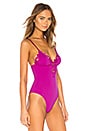 view 3 of 5 Lily Lace V Neck Bodysuit in Deep Fuchsia