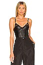 view 1 of 5 Vegan Leather & Lace Bebe Bodysuit in Black