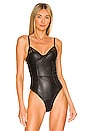 view 2 of 5 Vegan Leather & Lace Bebe Bodysuit in Black