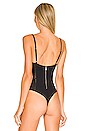 view 4 of 5 Vegan Leather & Lace Bebe Bodysuit in Black