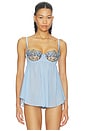 view 1 of 4 Hydrangea Cupped Babydoll Dress in Petal Blue