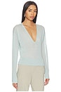 view 2 of 4 Sheer Knit V-neck Sweater in Frosted Mint
