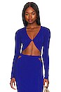 view 1 of 4 Sheer Stripe Knit Cardigan in Electric Blue