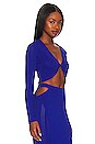 view 2 of 4 Sheer Stripe Knit Cardigan in Electric Blue