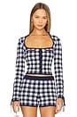 view 1 of 4 Houndstooth Cropped Cardigan in Navy & Ivory