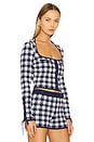 view 2 of 4 Houndstooth Cropped Cardigan in Navy & Ivory