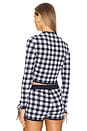 view 3 of 4 Houndstooth Cropped Cardigan in Navy & Ivory
