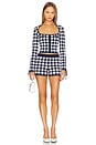 view 4 of 4 Houndstooth Cropped Cardigan in Navy & Ivory