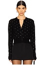 view 1 of 5 Rhinestone Knit Cropped Cardigan in Black