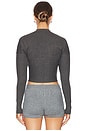 view 3 of 4 Knit Zip Bustier Cardigan in Dark Heather Grey