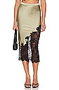 view 1 of 4 Lace Scallop Midi Skirt in Olive Green