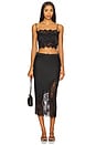 view 5 of 6 Silk And Lace Scallop Midi Skirt in Black