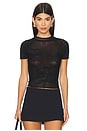 view 1 of 4 Lace Pointelle Short Sleeve Shirt in Black