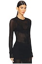 view 2 of 4 Lace Pointelle Long Sleeve Top in Black