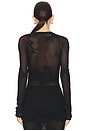 view 3 of 4 Lace Pointelle Long Sleeve Top in Black