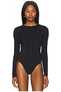 view 2 of 5 Organic Cotton Long Sleeve T-shirt Bodysuit in Black