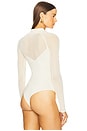 view 4 of 6 Knit Mesh Collared Bodysuit in Ecru