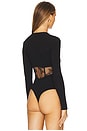 view 4 of 5 Rib And Bouquet Lace Underbust Bodysuit in Black