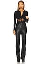 view 5 of 5 Rib And Bouquet Lace Underbust Bodysuit in Black