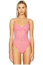 view 2 of 5 Le Stretch Lace Bodysuit in Pink Cadillac