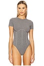 view 2 of 5 Organic Cotton T-Shirt Bodysuit in Heather Grey