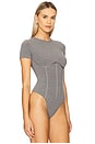 view 3 of 5 Organic Cotton T-Shirt Bodysuit in Heather Grey
