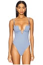 view 2 of 5 Le Stretch Micro U Plunge Bodysuit in Denim